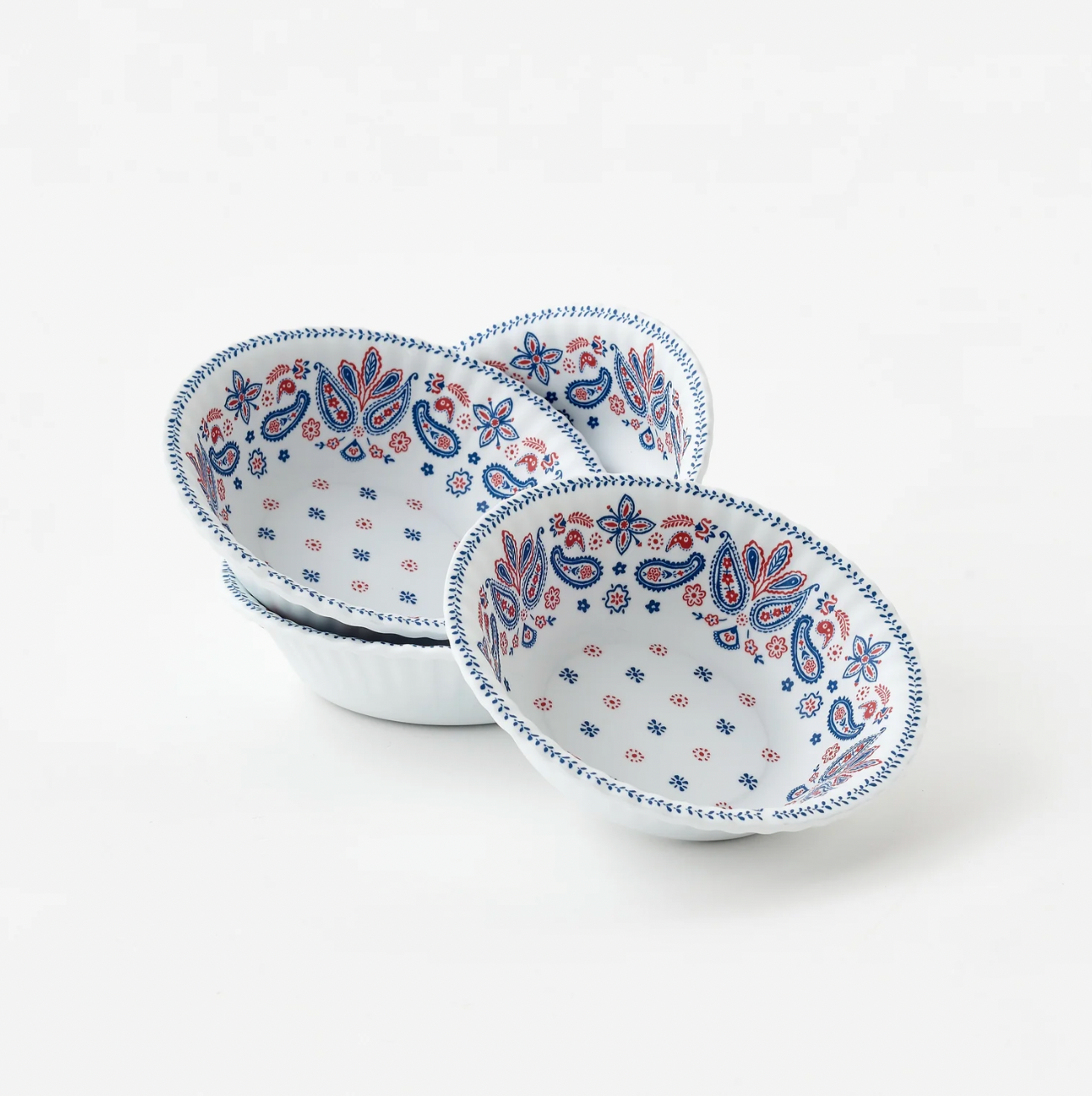 White Bandana Melamine Bowl, s/4