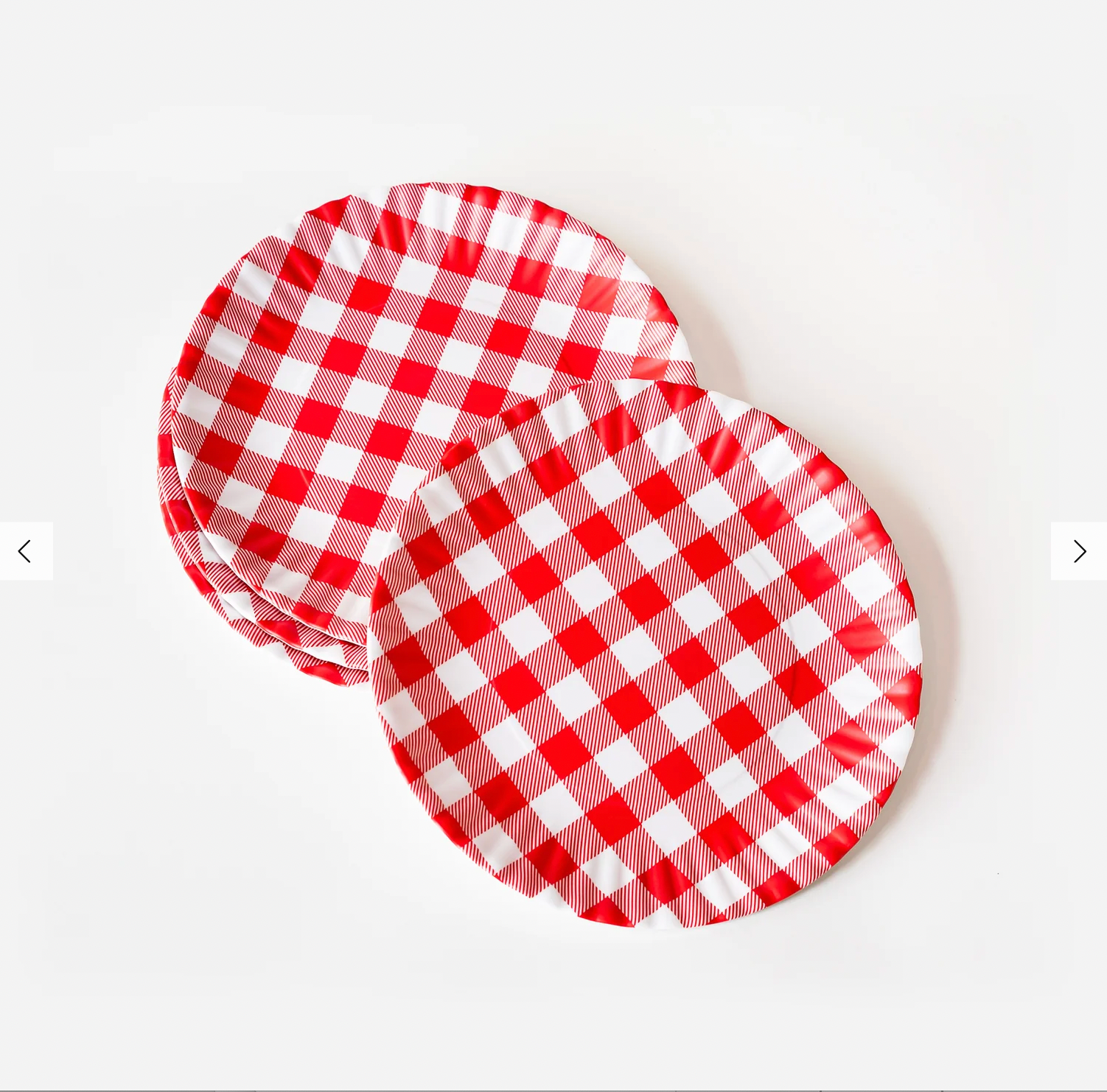 Red Gingham Melamine Dinner Plates, s/4