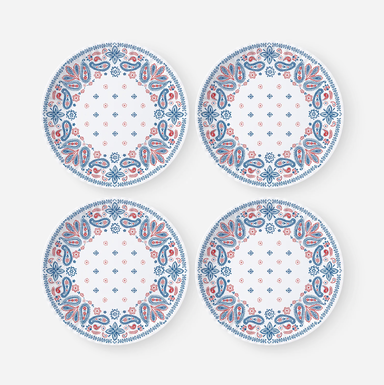 White Bandana Melamine plate, s/4