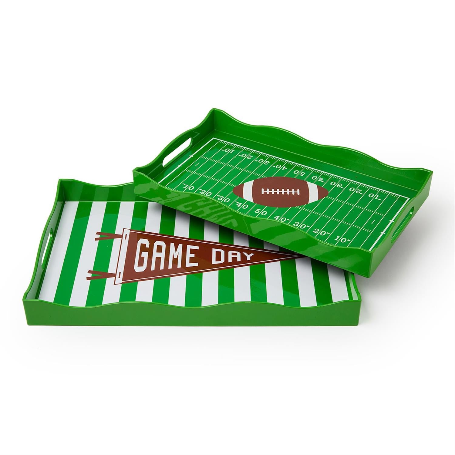 Game Day Handled Serving Trays, s/2