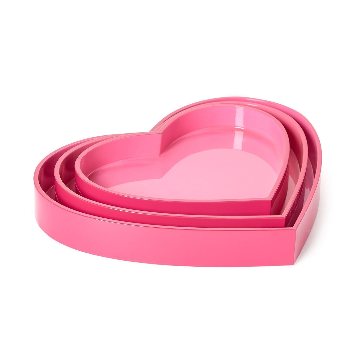 Lacquered Two-Tone Heart Trays, s/2 (small & medium)