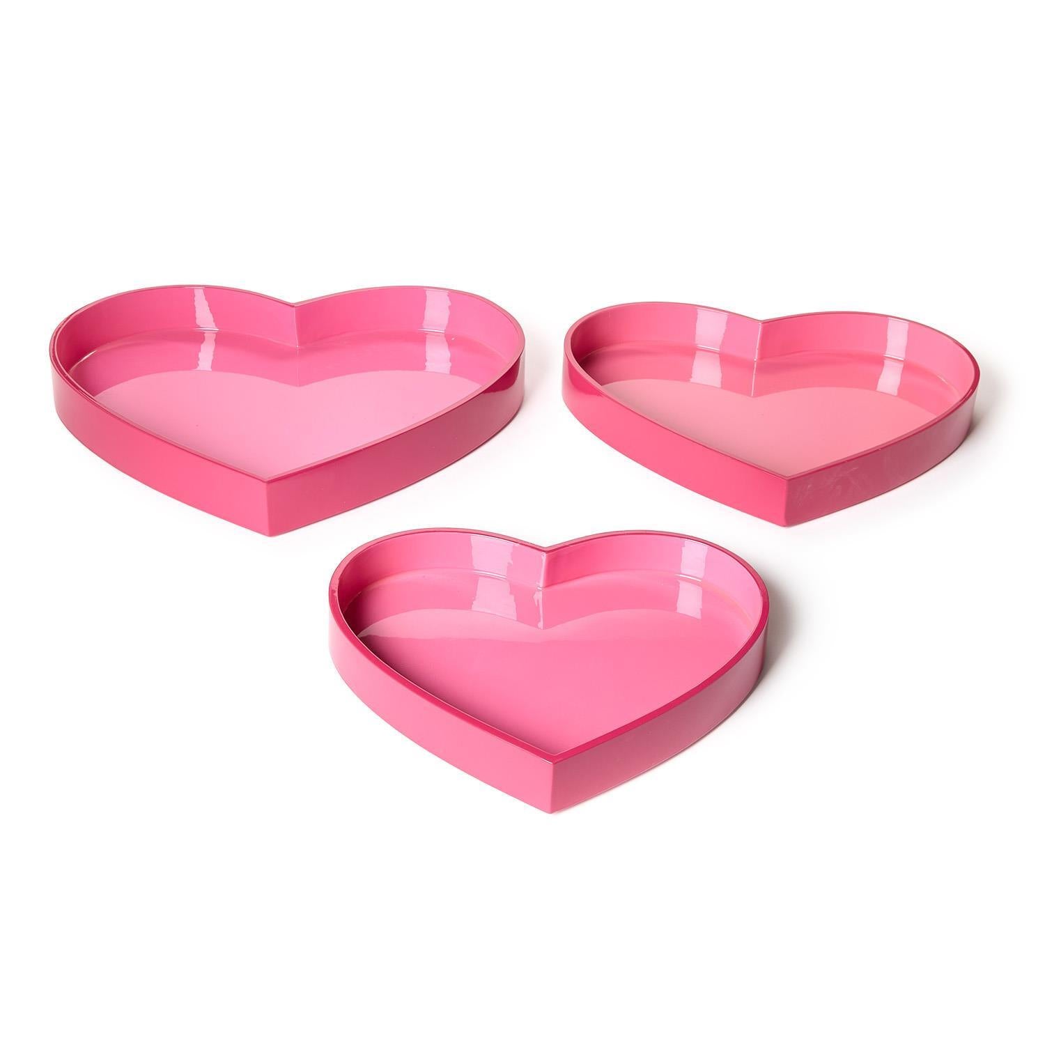 Lacquered Two-Tone Heart Trays, s/2 (small & medium)