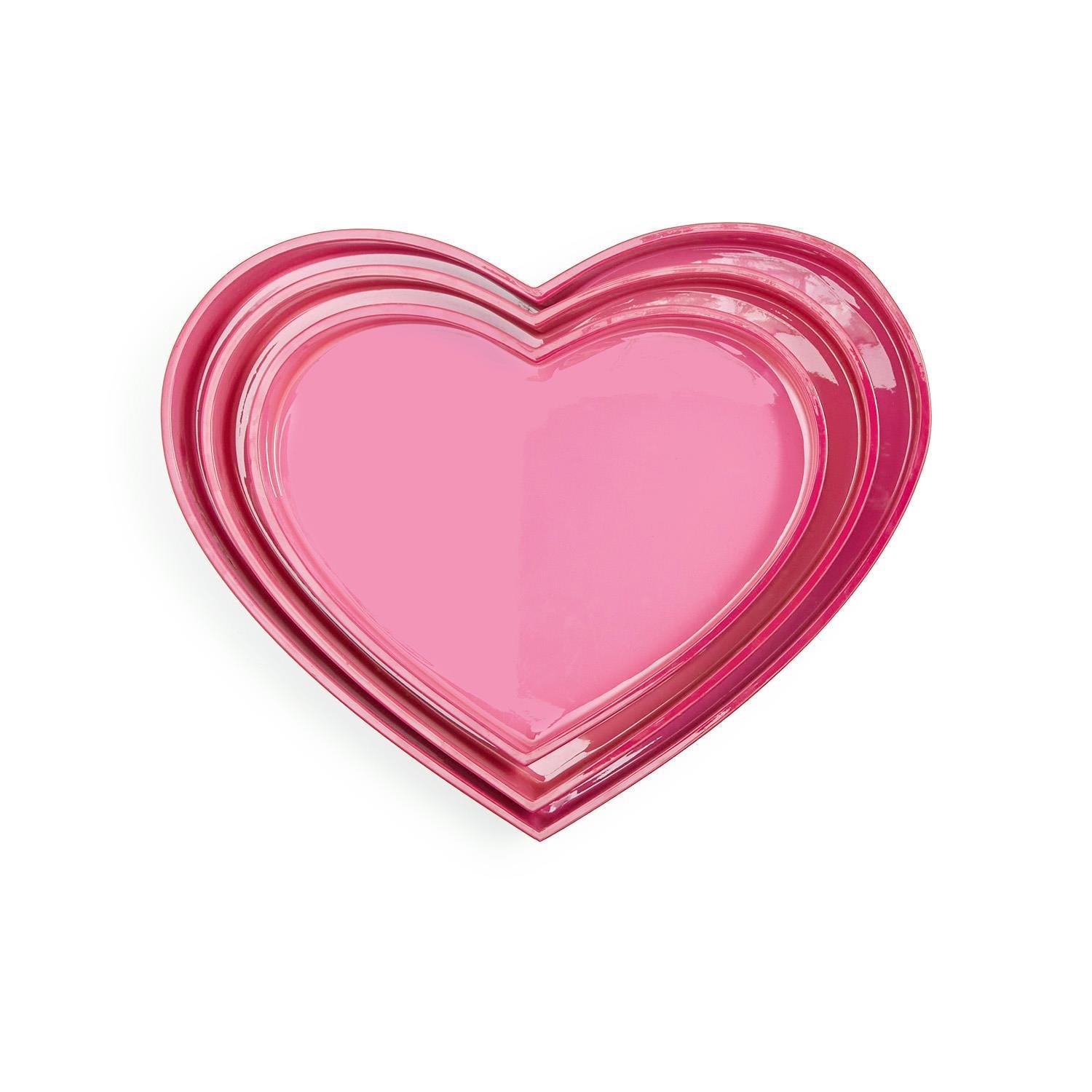 Lacquered Two-Tone Heart Trays, s/2 (small & medium)