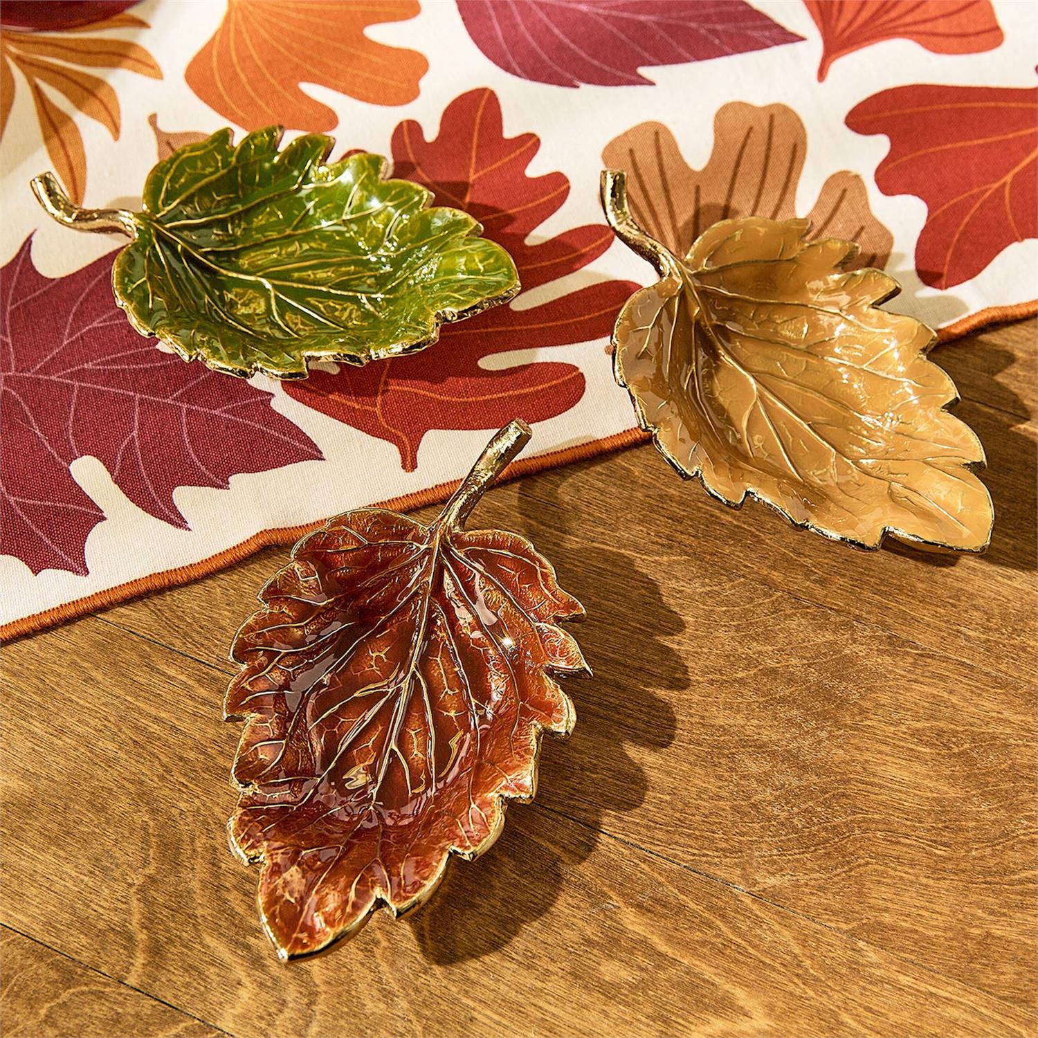 Enameled Leaf Trays, s/3