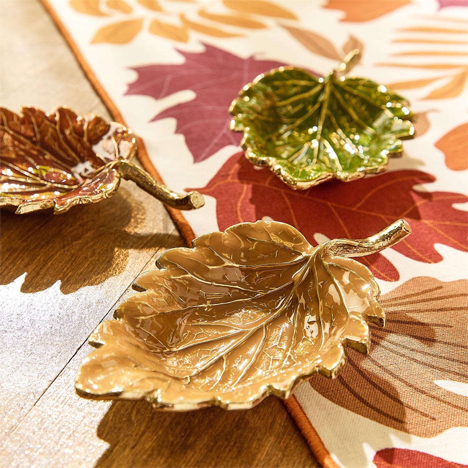 Enameled Leaf Trays, s/3
