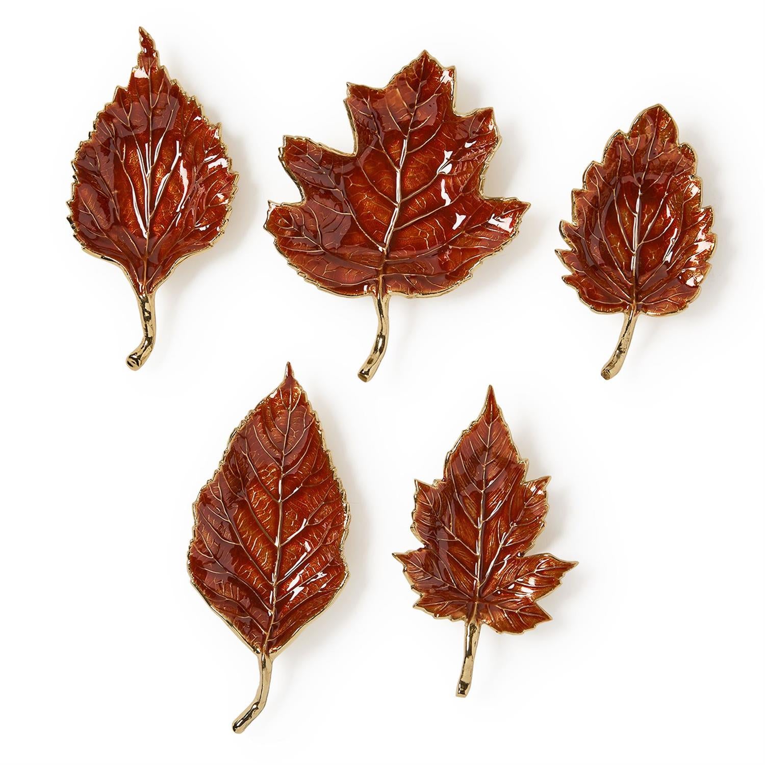 Enameled Leaf Trays, s/3