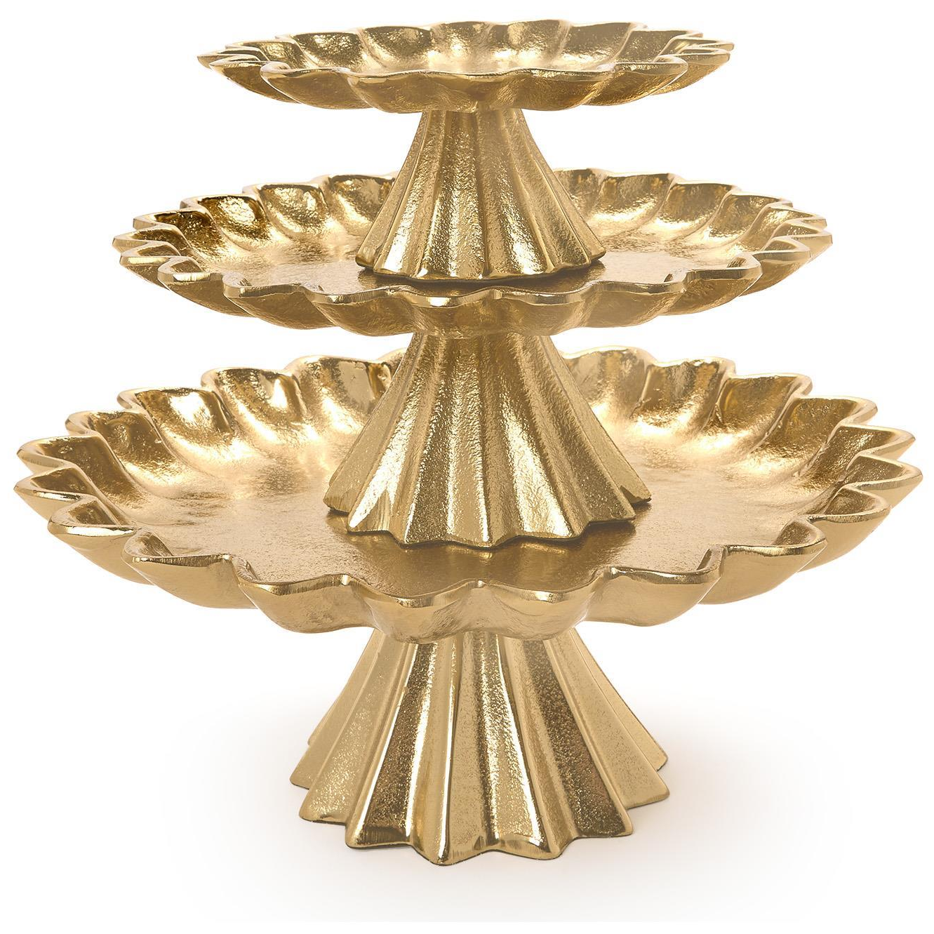 Scalloped Edge Gold Cake Stand