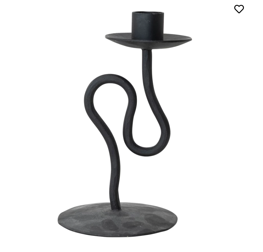 Hand-Forged Iron Abstract Candle Holder
