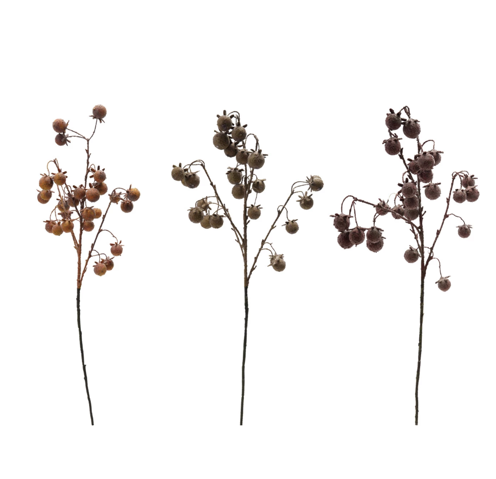 Faux Rose Hip Stem – Set of 3 stems (37.5"H)