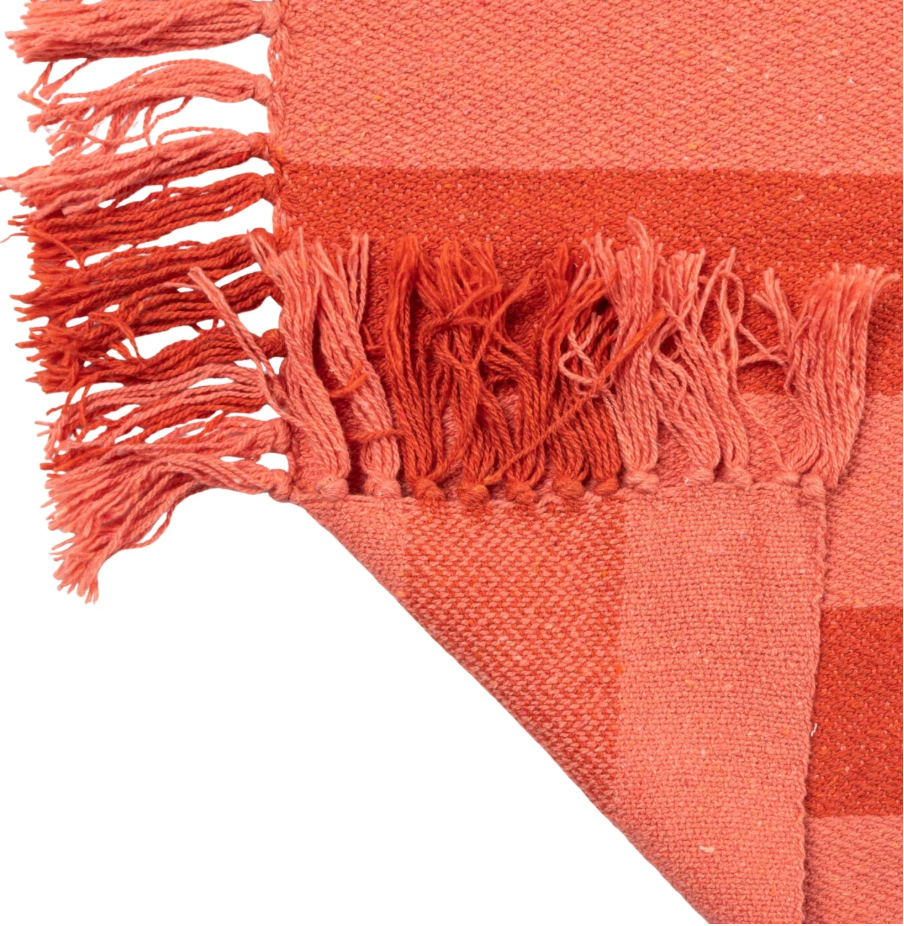 Cotton Blend Throw, Red & Pink Stripes