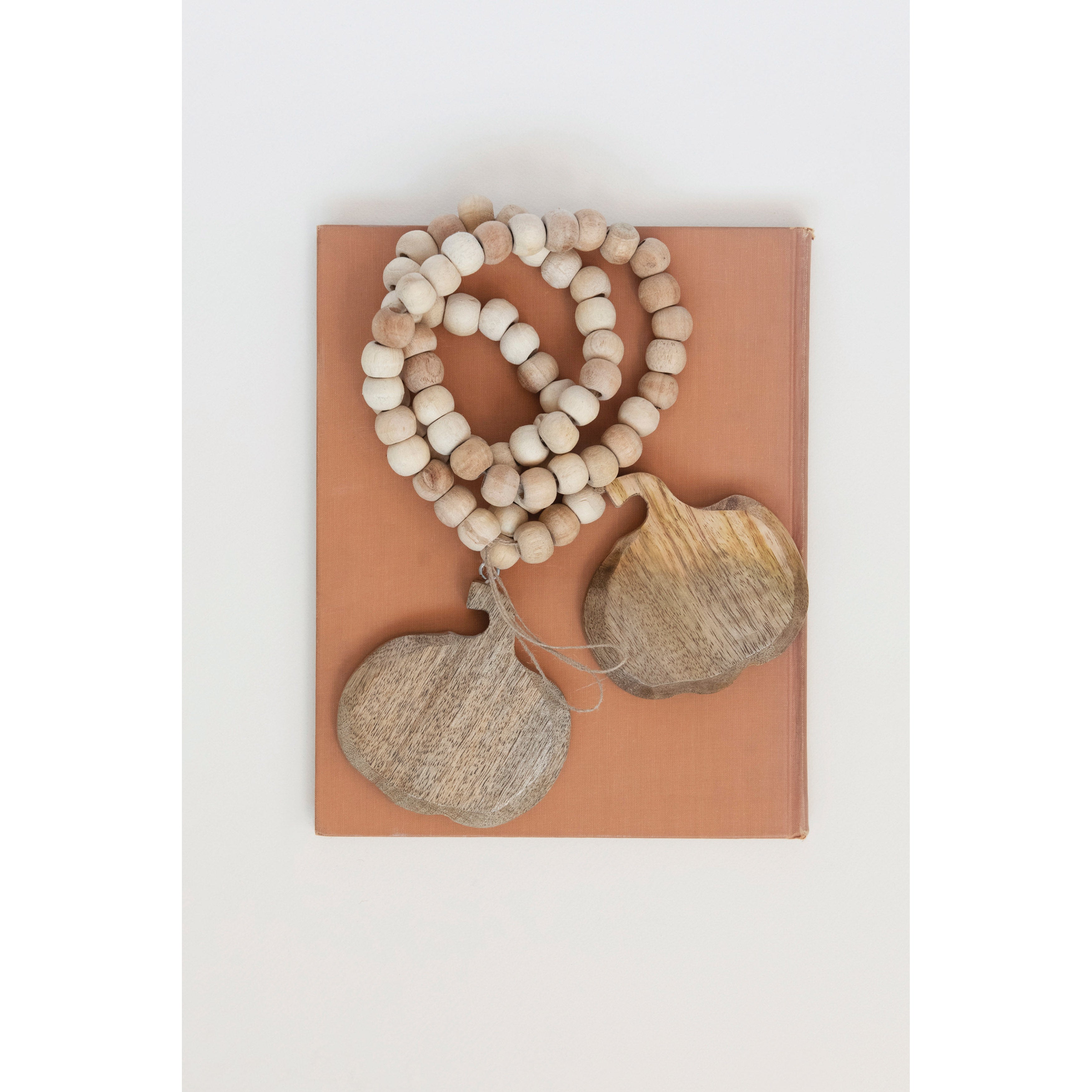 Mango Wood Bead Garland with Pumpkins (50"L)