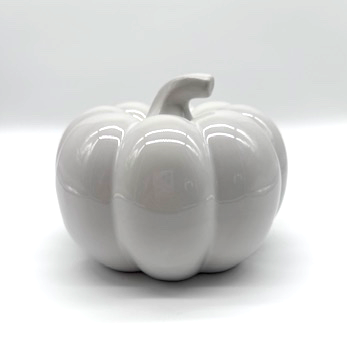 GLOSSY WHITE CERAMIC PUMPKIN