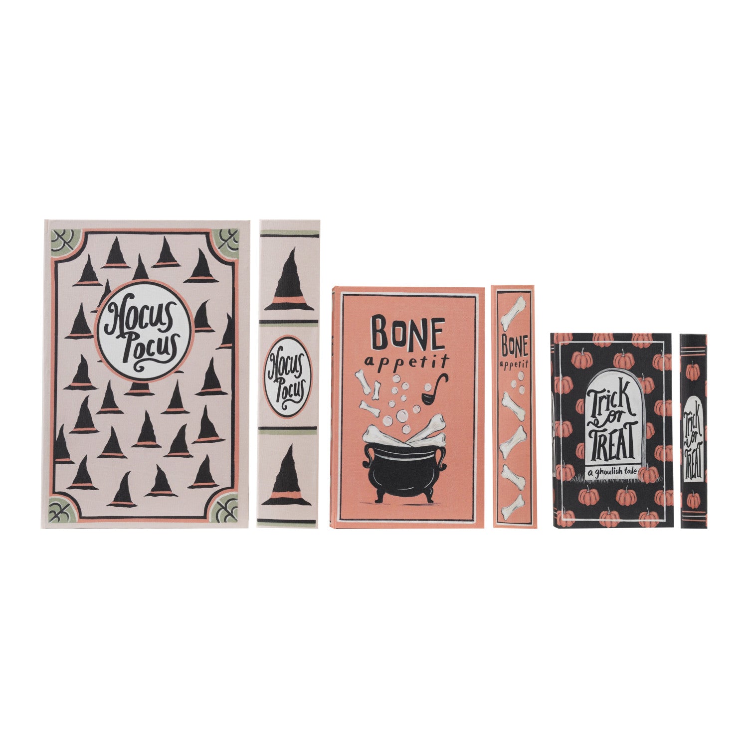 Canvas Book Storage Boxes with Halloween Prints, s/3