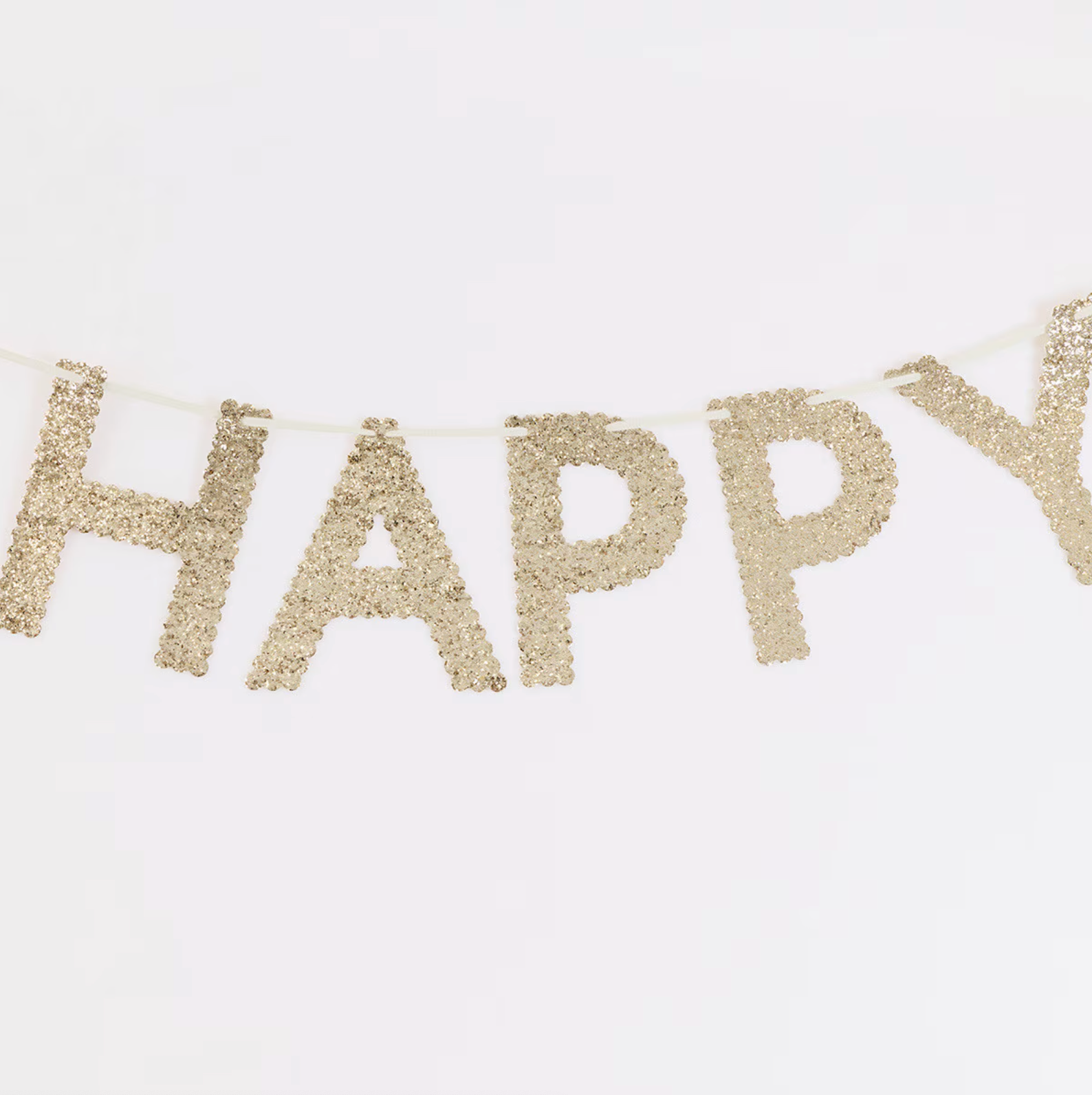 Gold Glitter Fabric Happy Birthday Garland