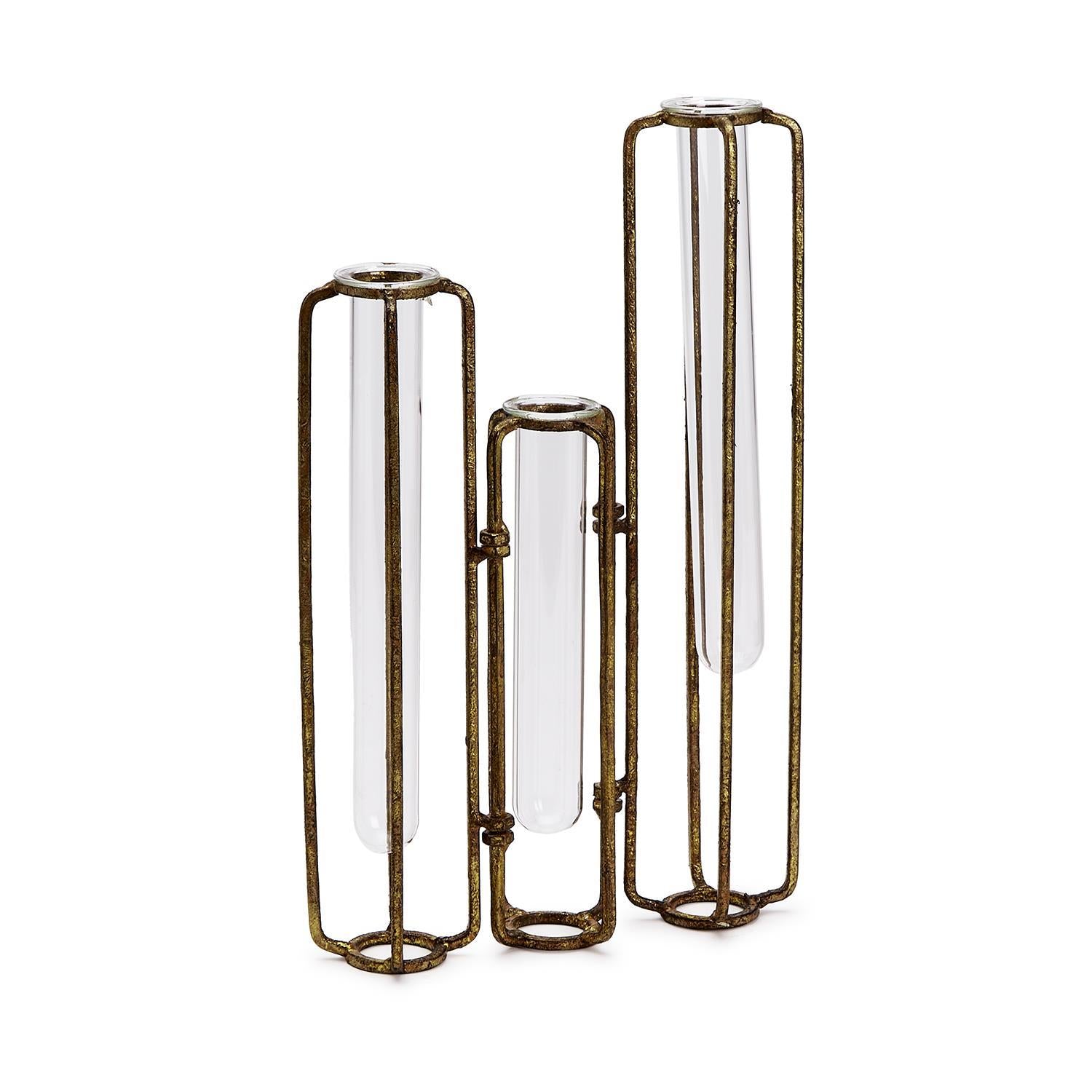 Hinged Flower Vases with Gold Leaf