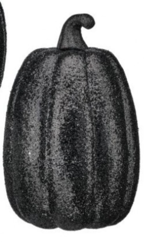 7.5-9.5" GLITTER PUMPKIN BLACK