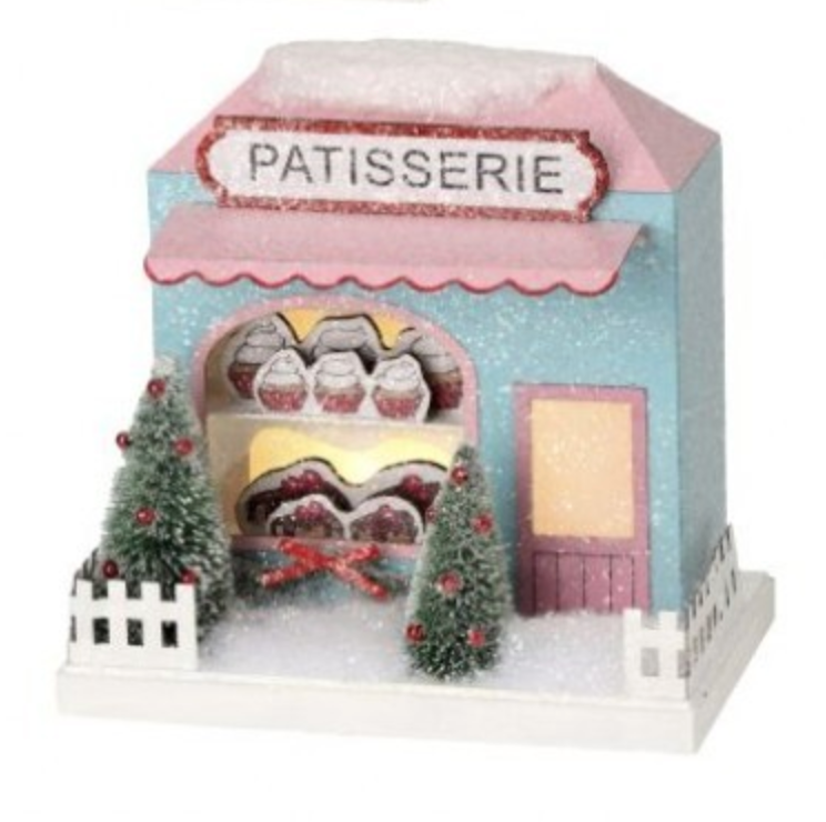 9" LED Blue Patisserie Chipboard House