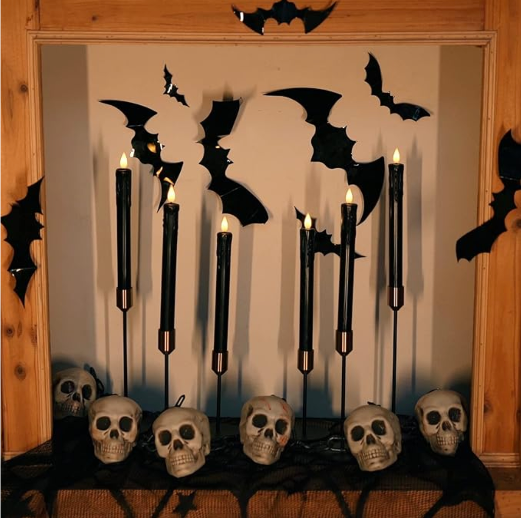 BLACK FLAMELESS TAPER CANDLES LED | SET OF 2