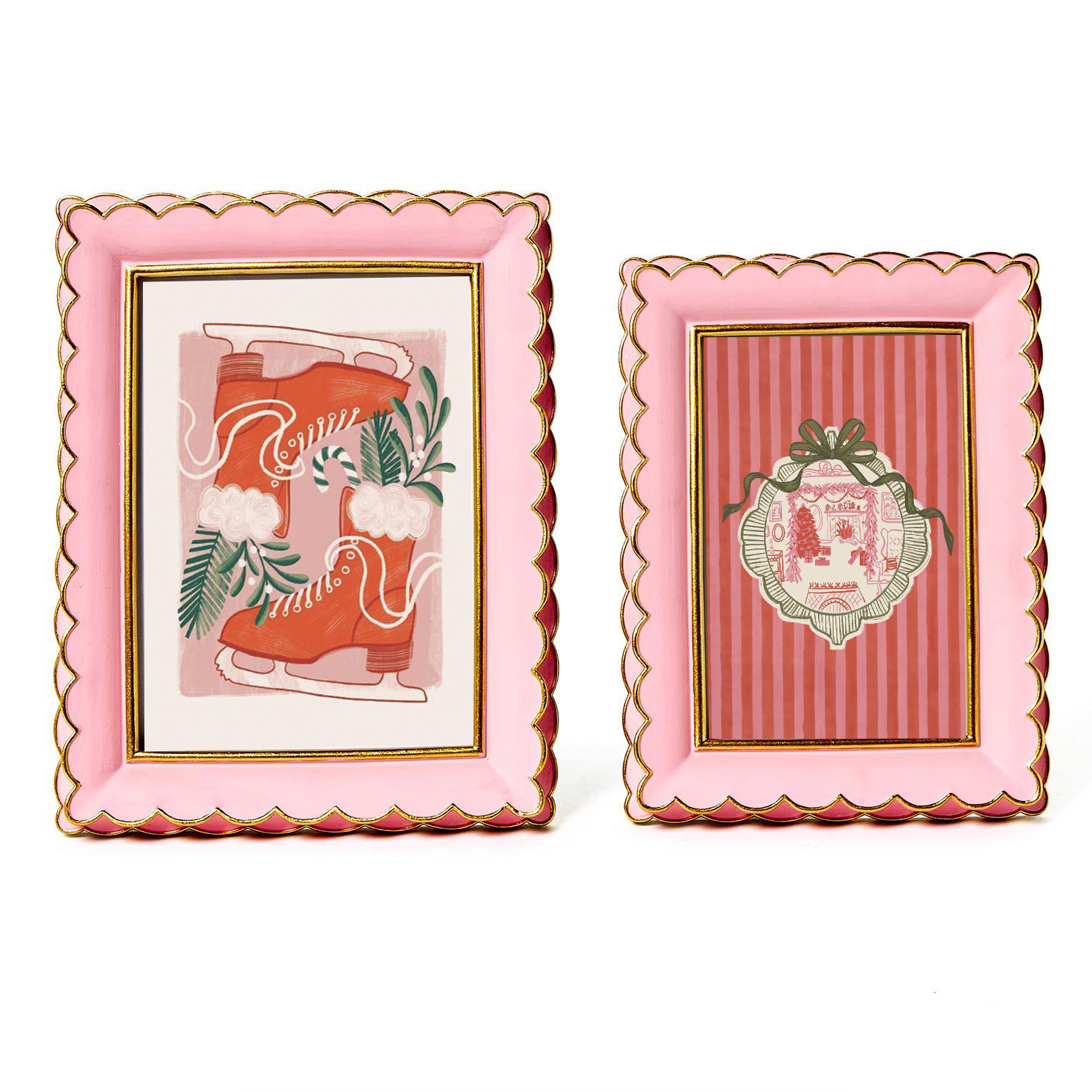 Pink Scalloped Frame (with art pictured)