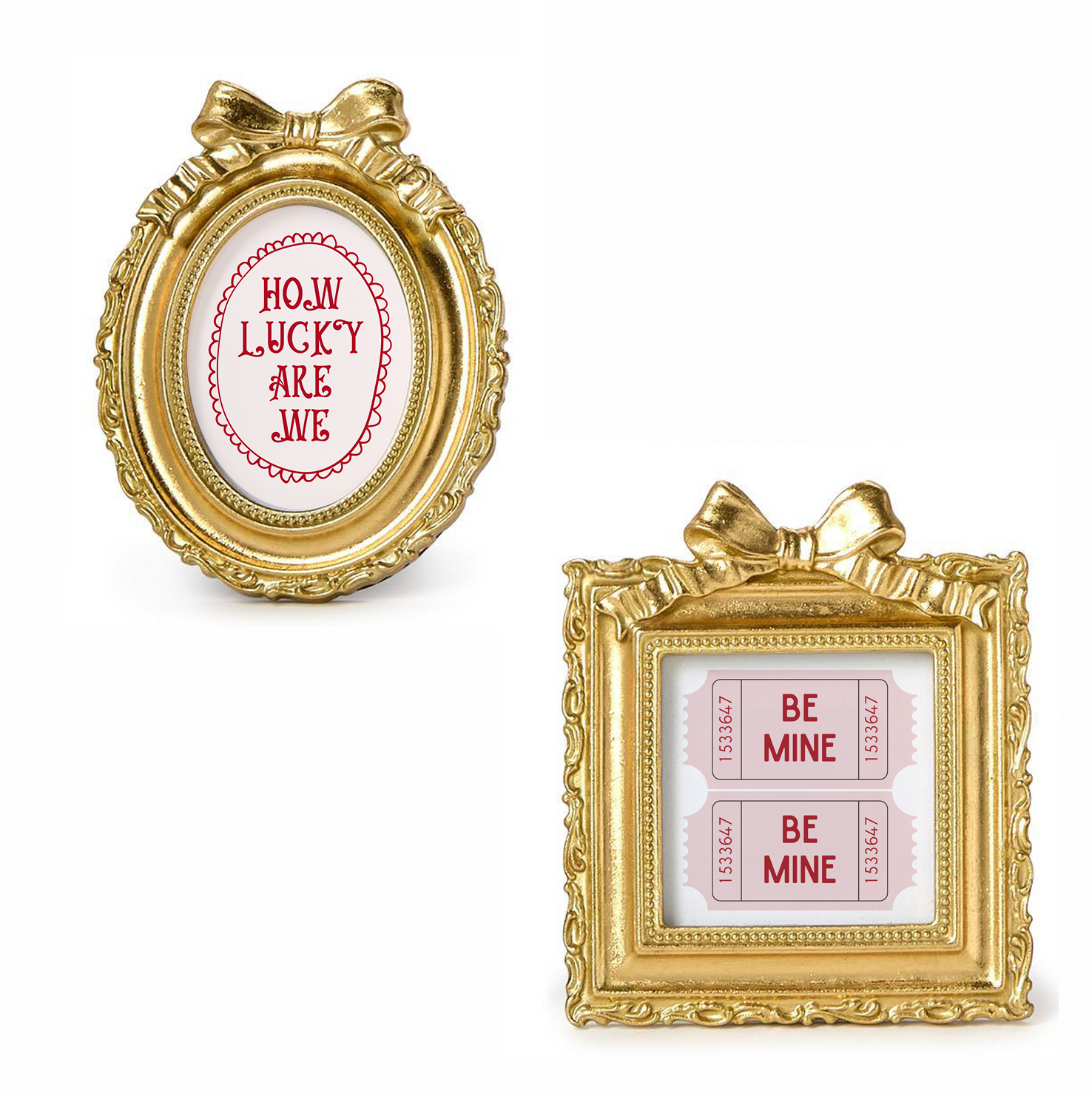 Gold Mini Frame w/ Bow (Art incl.), s/2