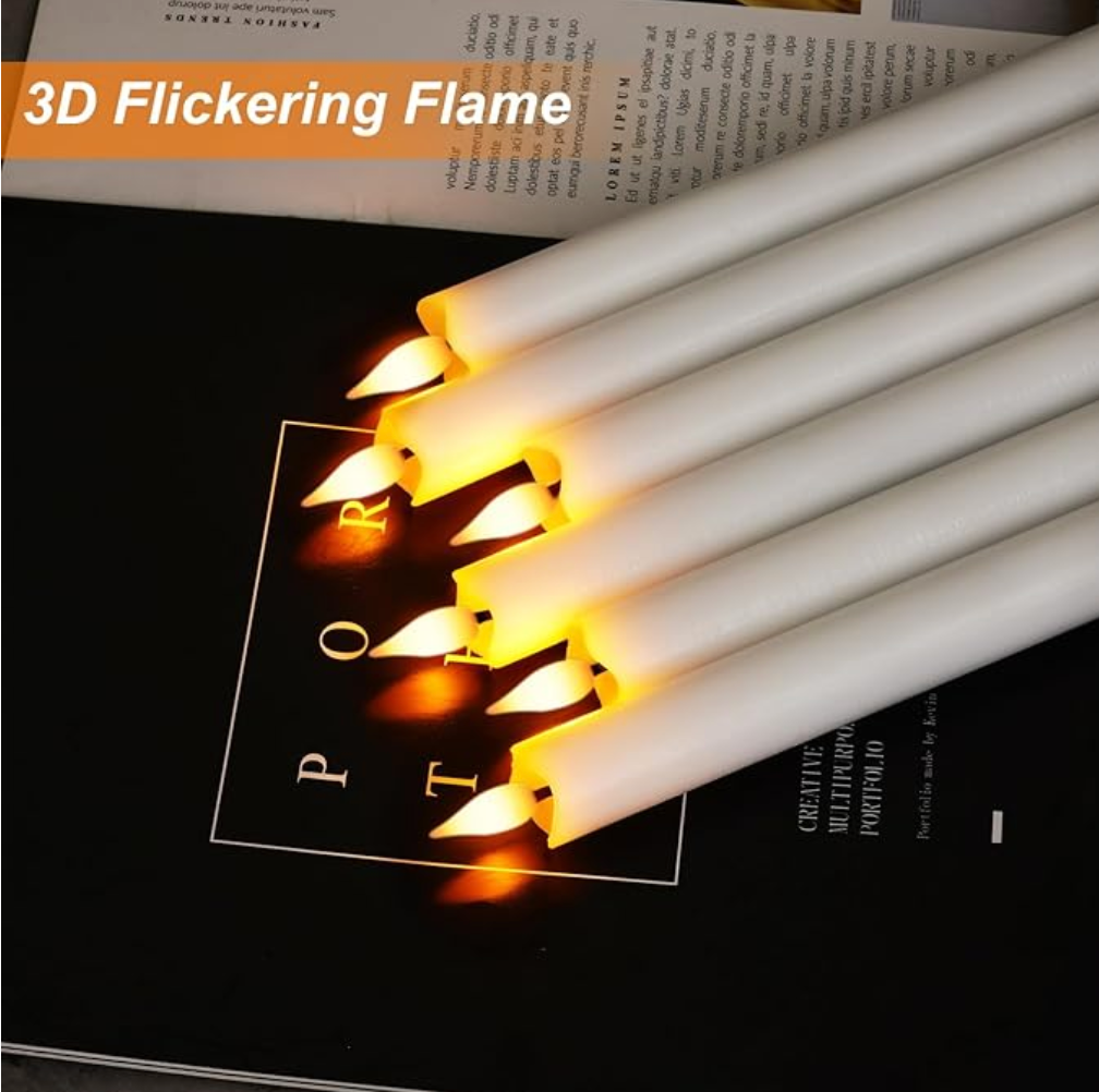 IVORY FLAMELESS TAPER CANDLES LED