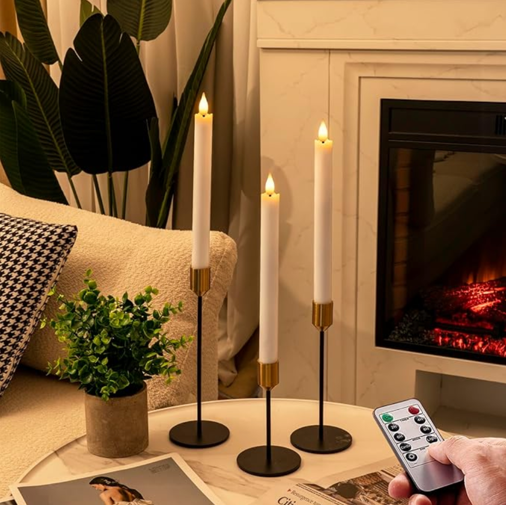 IVORY FLAMELESS TAPER CANDLES LED