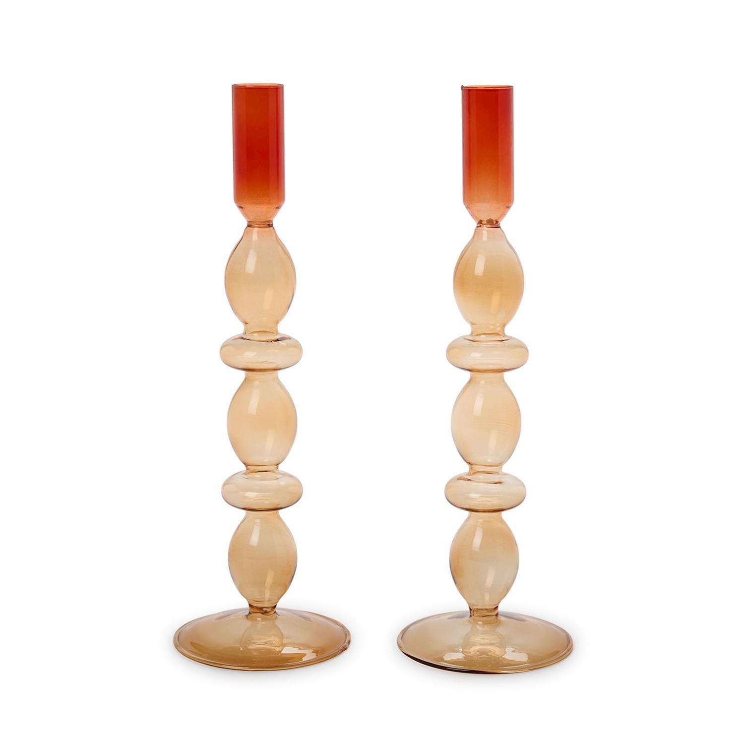 Glass Tapered Candlesticks, s/2