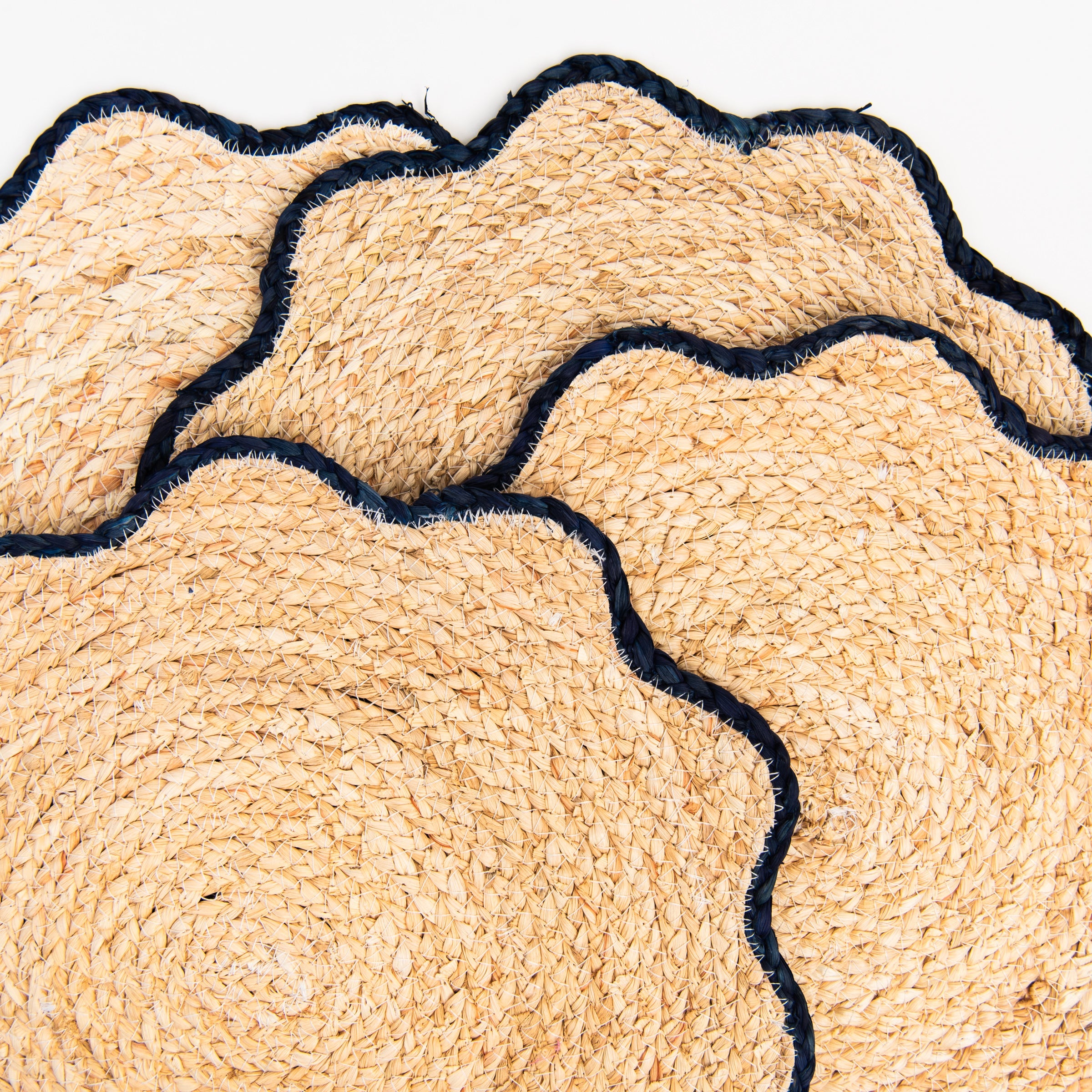 Handwoven Scalloped Edge Placemats, s/4
