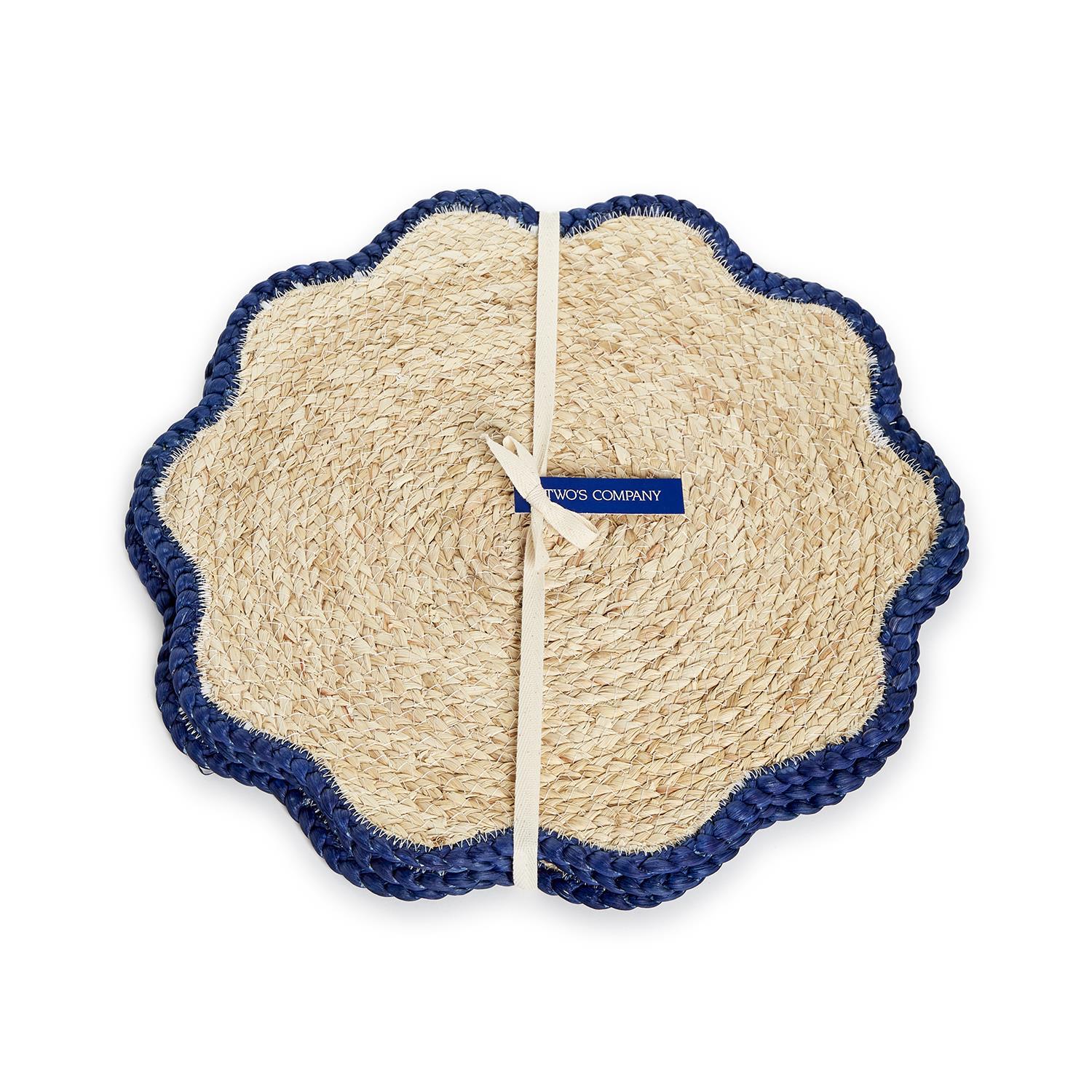 Handwoven Scalloped Edge Placemats, s/4