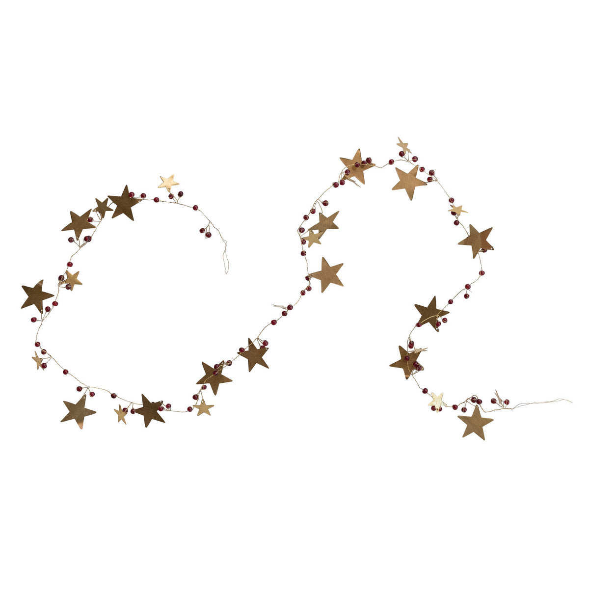 Brass Star & Bead Garland, Red