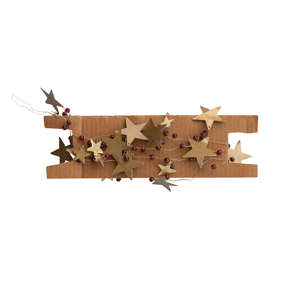 Brass Star & Bead Garland, Red
