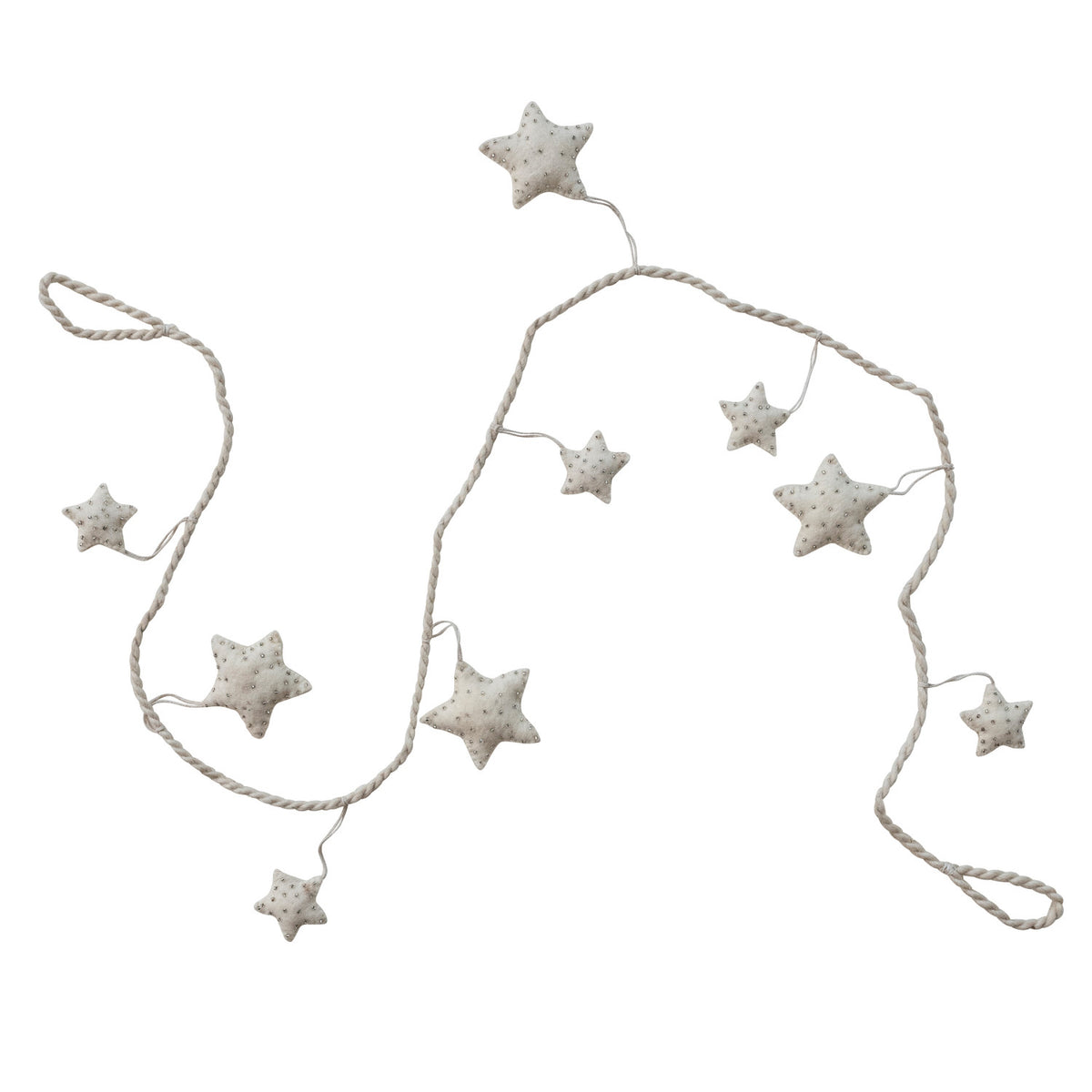 Handmade Wool Felt Star Garland with Beads