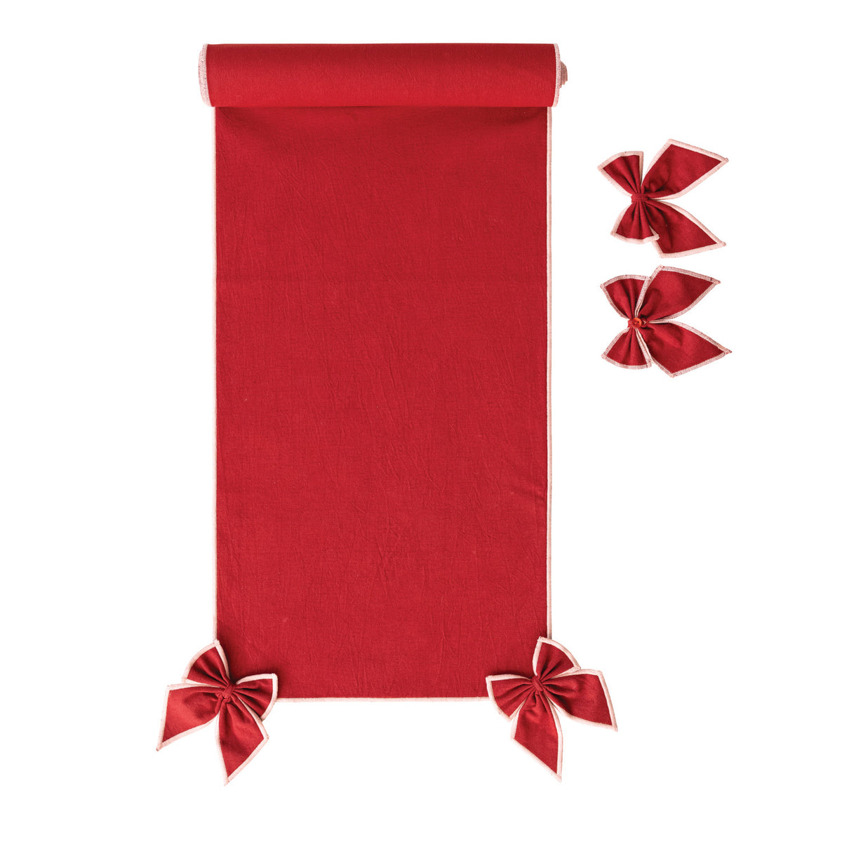 Table Runner with Detachable Bows, Red
