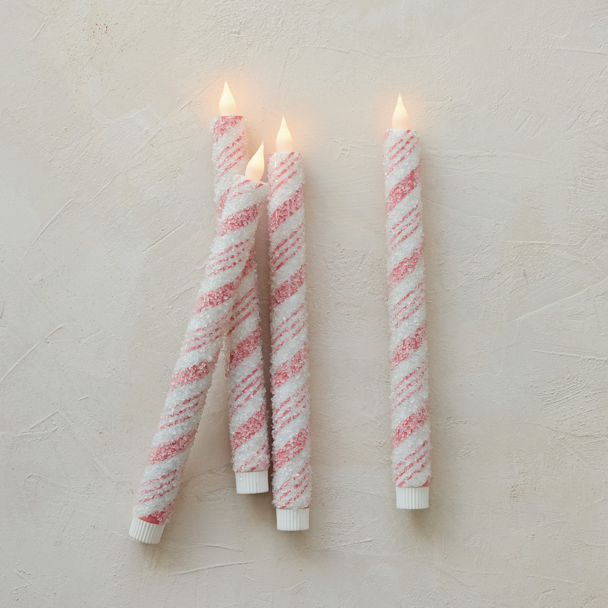 Candy Striped Taper Candles with 6-Hour Timer, s/2