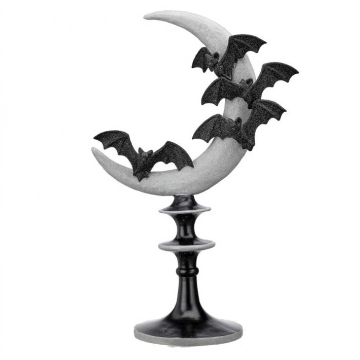 18" RESIN BATS ON MOON PEDESTAL