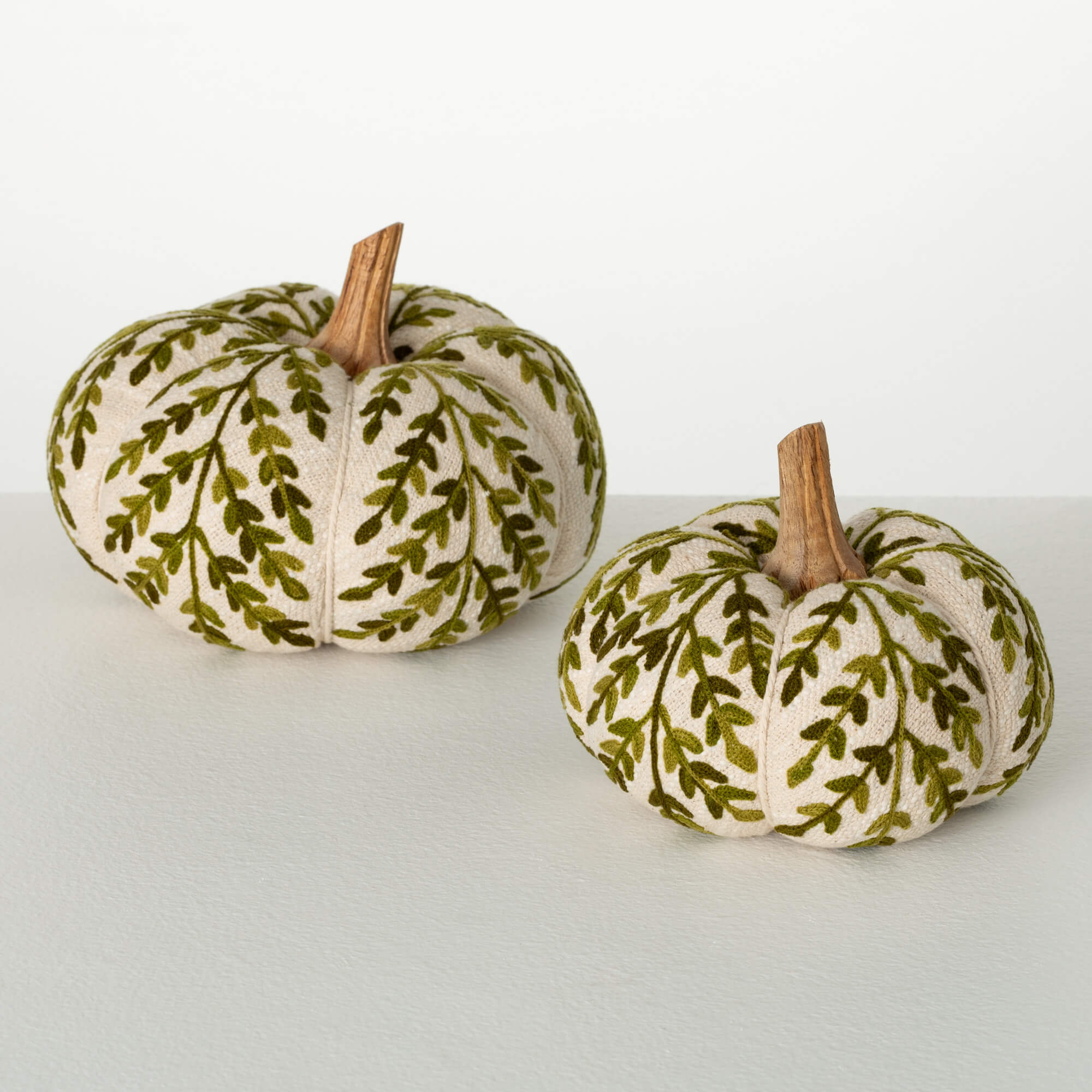 Embroidered Cream Pumpkin with Leaf Detailing