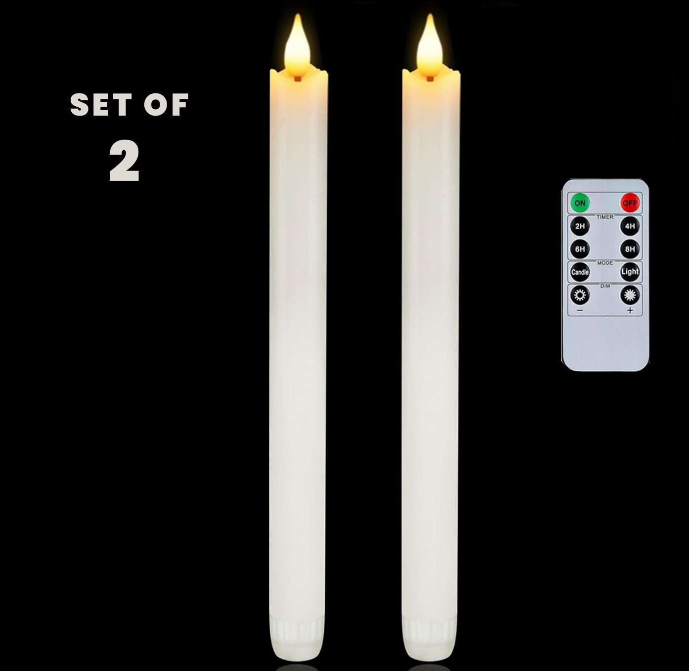IVORY FLAMELESS TAPER CANDLES LED