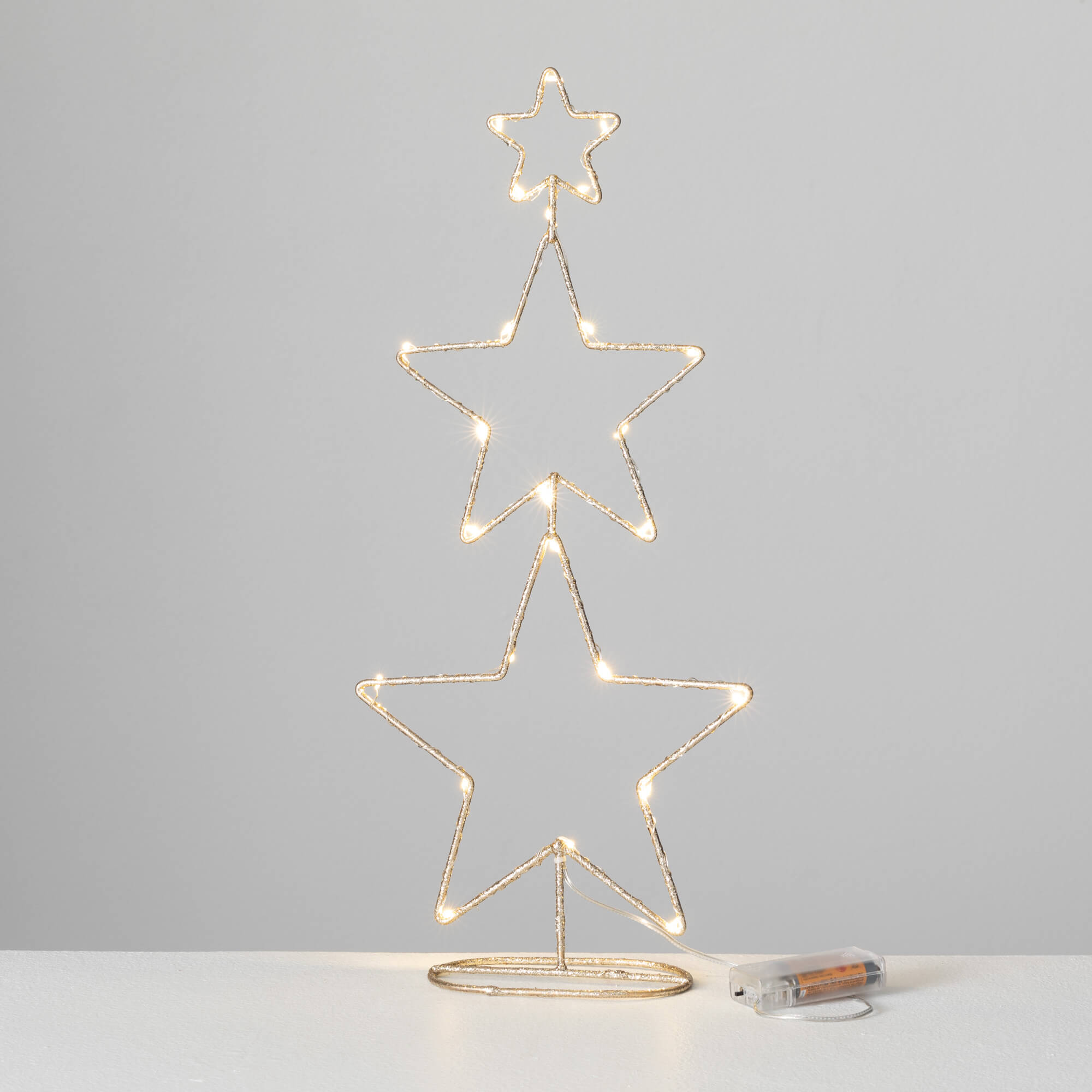 Lighted Stack Gold Stars