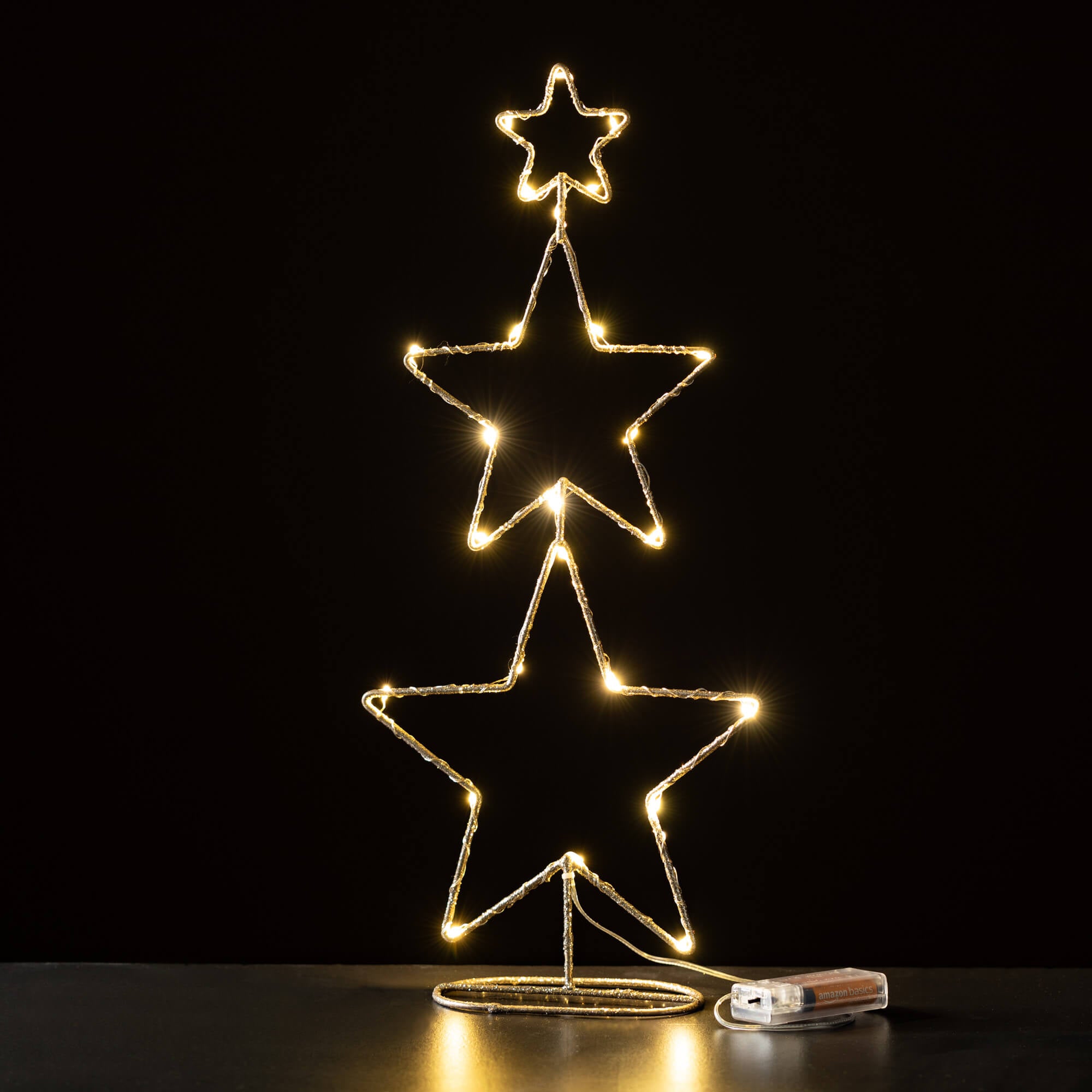 Lighted Stack Gold Stars