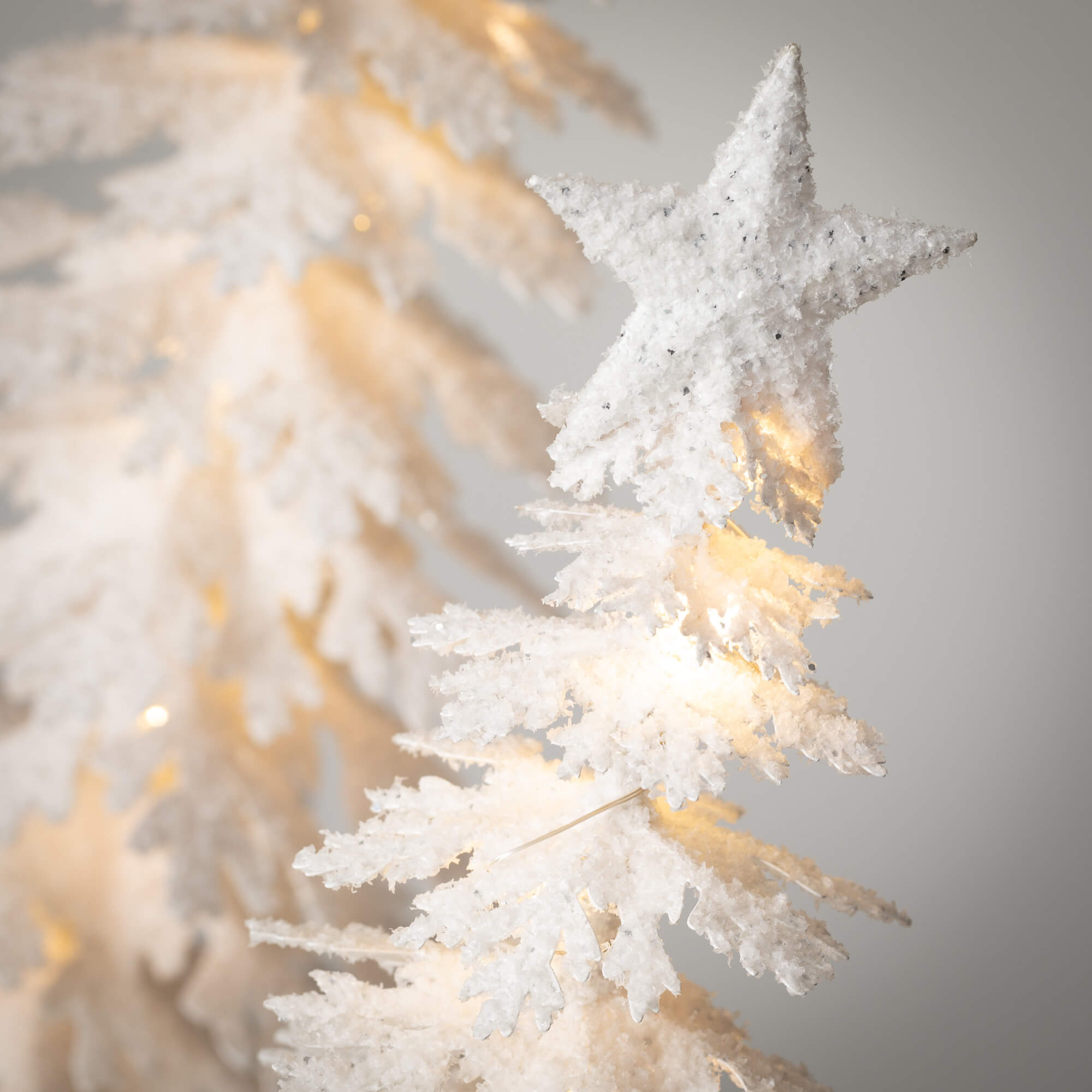FLOCKED LED TABLETOP TREE SET