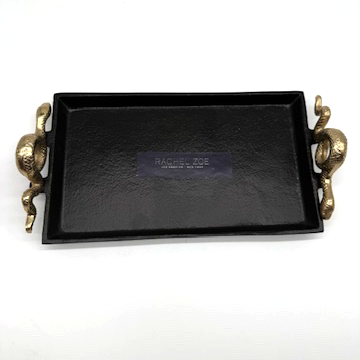 BLACK TRAY WITH GOLD SNAKE HANDLES