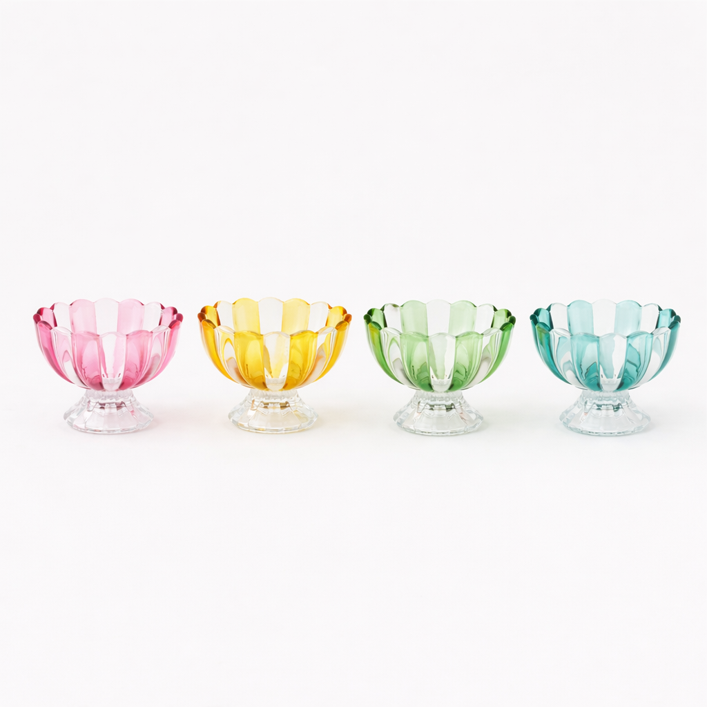 Vintage Striped Pedestal Bowl - s/5