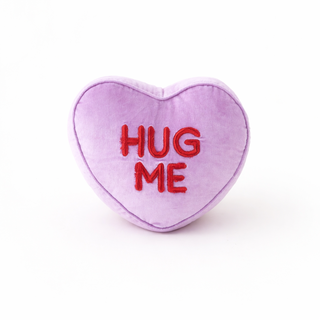 Embroidered Conversation Heart Pillow