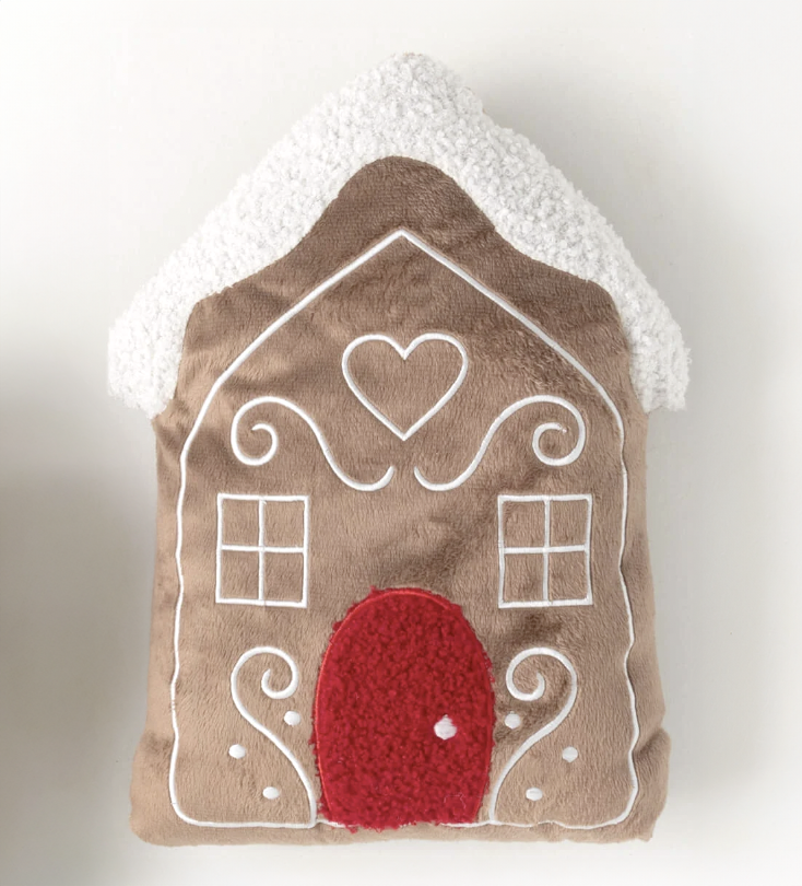 Gingerbread House Pillow - white roof