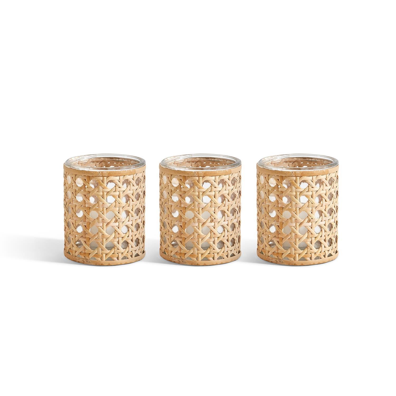 Cane Lattice Candleholder/Vase, S/3