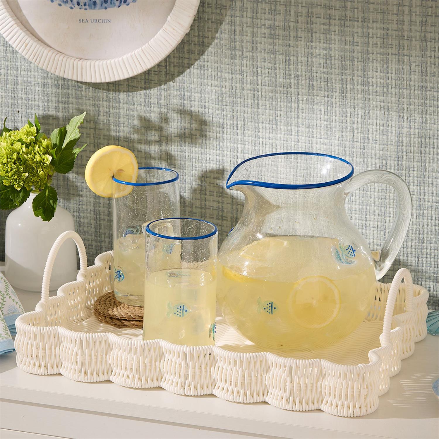 Wicker Scalloped Serving Tray