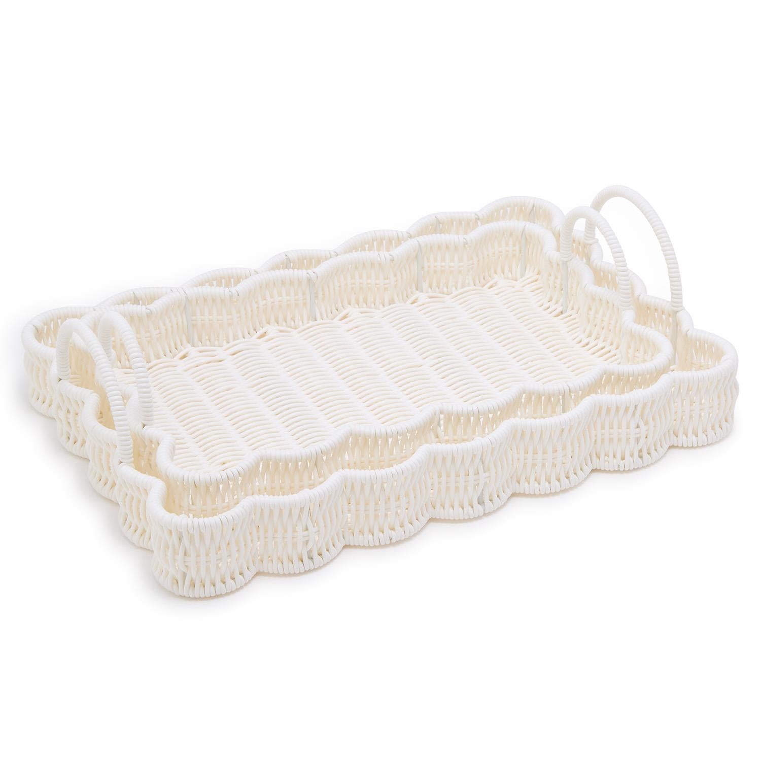 Wicker Scalloped Serving Tray