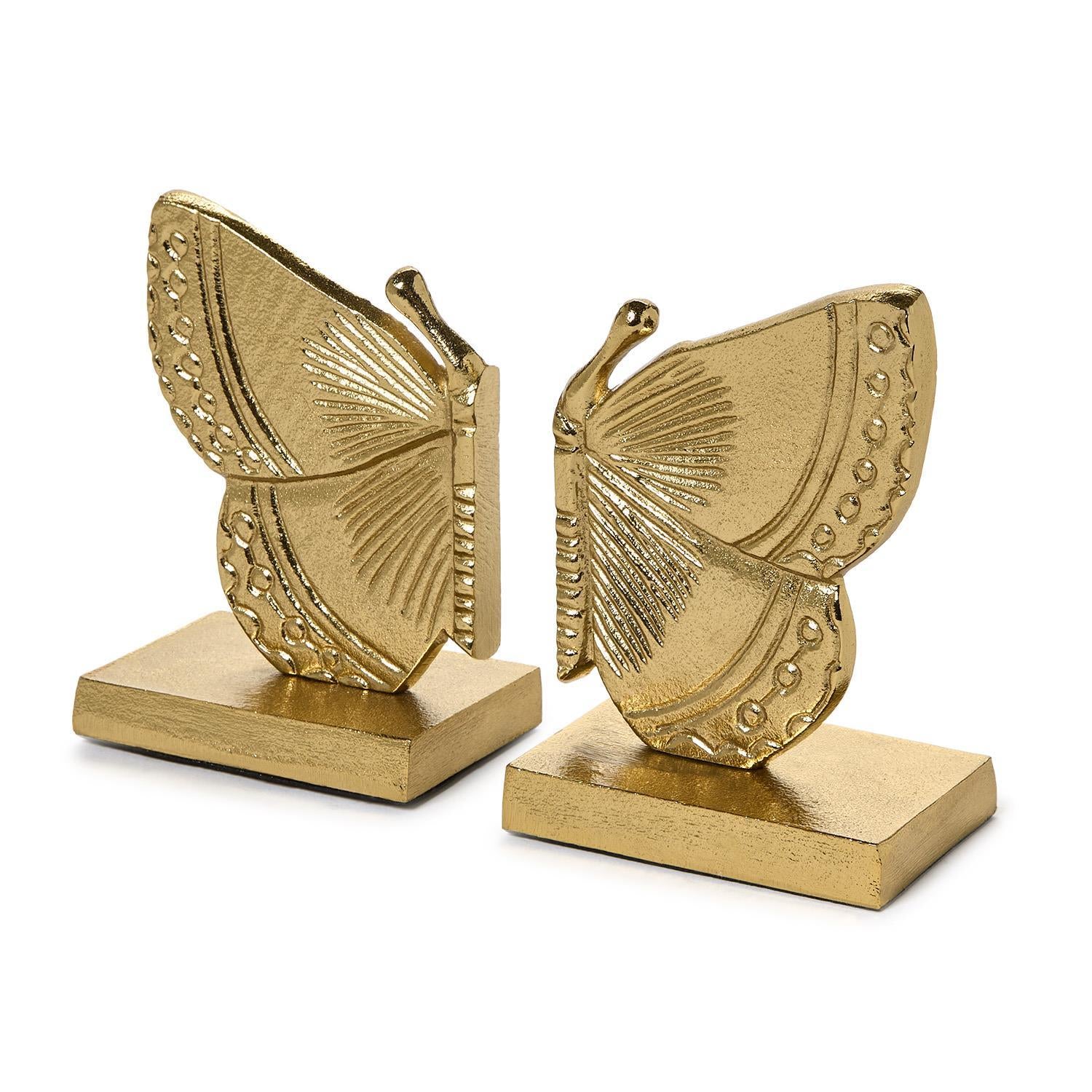Fluttering Golden Butterfly Bookends