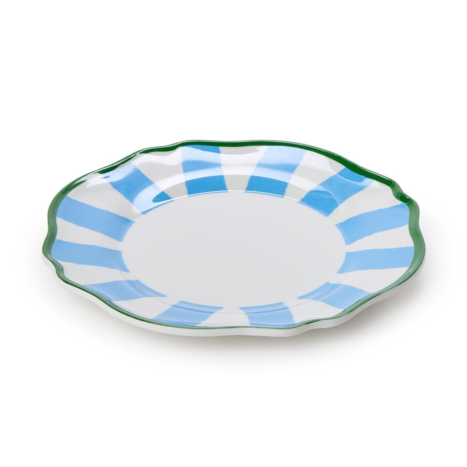 Blue Striped Salad Plate, s/4 - 100% Melamine