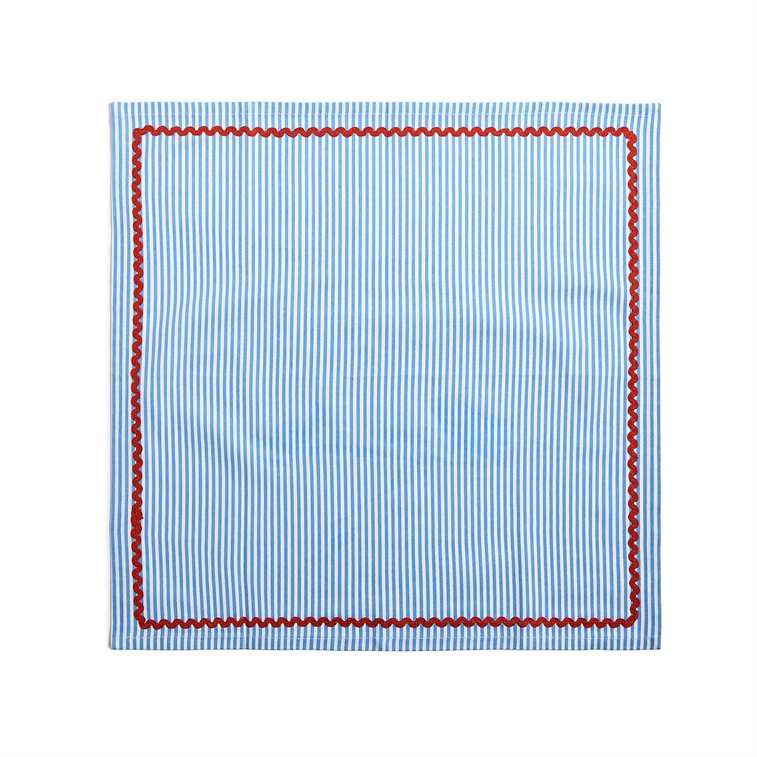 Blue Stripe w/Red Trim Cloth Napkins, s/4